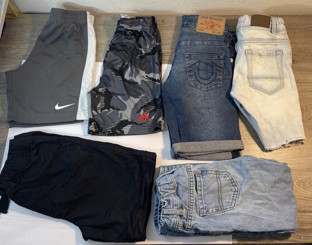 Lot of 6 Boys Shorts Size 5/6 True Religion Denin Nike Adidas Legacy